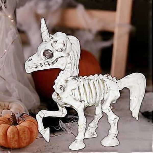 Yksisarvisen Halloween-kallokoriste pöydälle sisä- ja ulkokäyttöön, karmiva poseeraava patsas