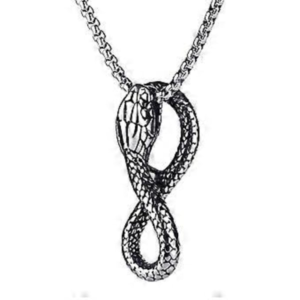 Gotisk Stil Ouroboros Orm Hängsmycke Trendigt Ormhalsband i Rostfritt Stål för Vardagsbruk (Orm åtta)