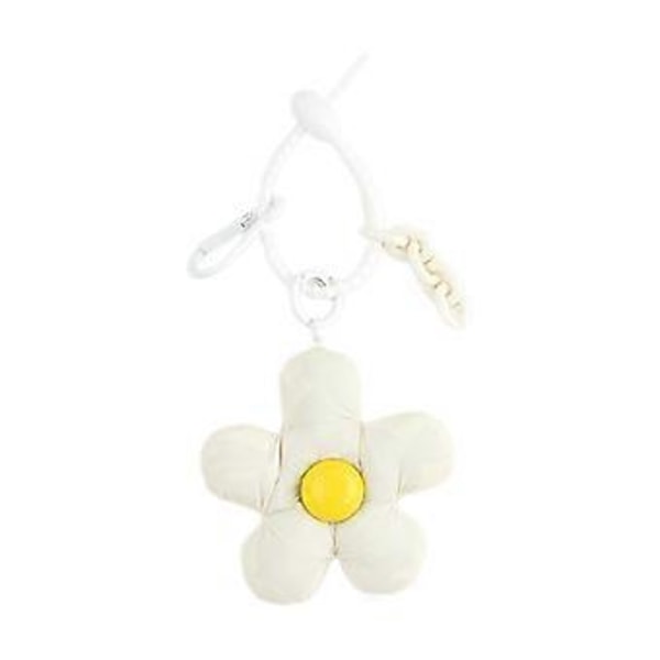 Moteriktig nøkkelring med stoffblomst, moteriktig nøkkelring med stoffblomstdekorasjon, nette nøkkelringer, anheng, beige (beige)