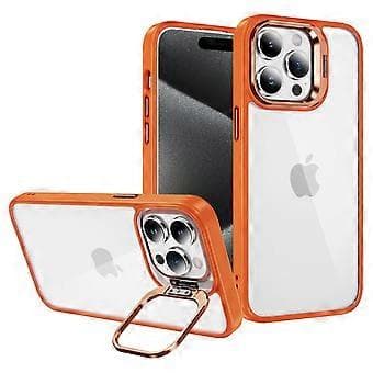 iPhone 15 Pro Max Skal med Linsram, Kickstand, TPU+Akryl, Anti-Fall (Stil D)