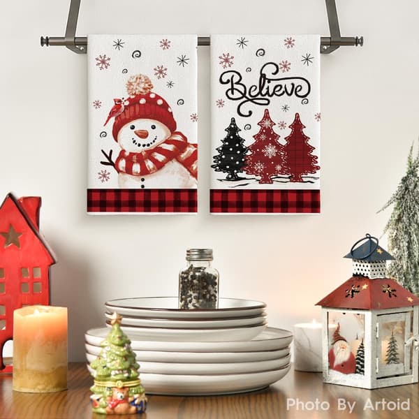 2-delt sæt juleprintede viskestykker, 40 x 60 cm karklude – Stil 51