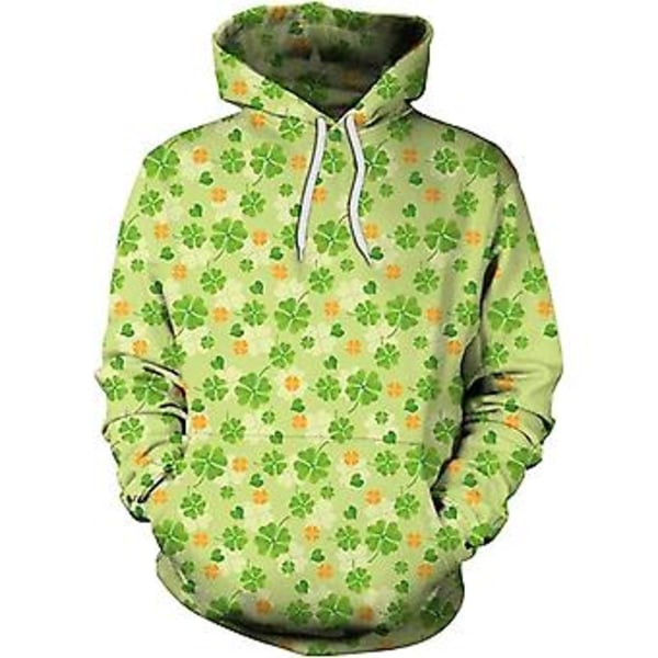 Hettegenser for menn med lang erme, Halloween-moro, rund hals, kengurulomme, jul, flerfarget 3D-trykk, genser, størrelse XL