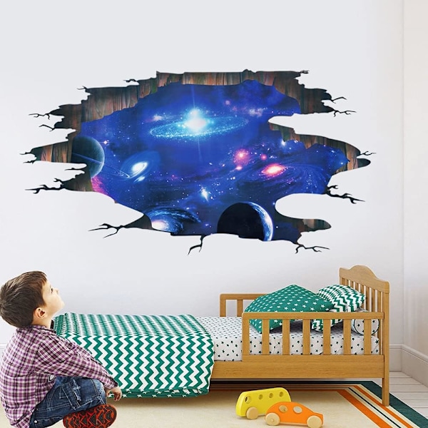 Kreativ 3D Blå Univers Galakse Veggklistremerke Avtakbar PVC Magisk