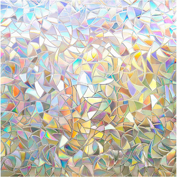 3D Dekorativ Fönsterfolie, Färgat Glas Fönsterdekaler, Statisk C*