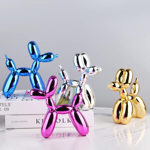 Skinnende galvanisert ballong hund statue samleobjekter kunst