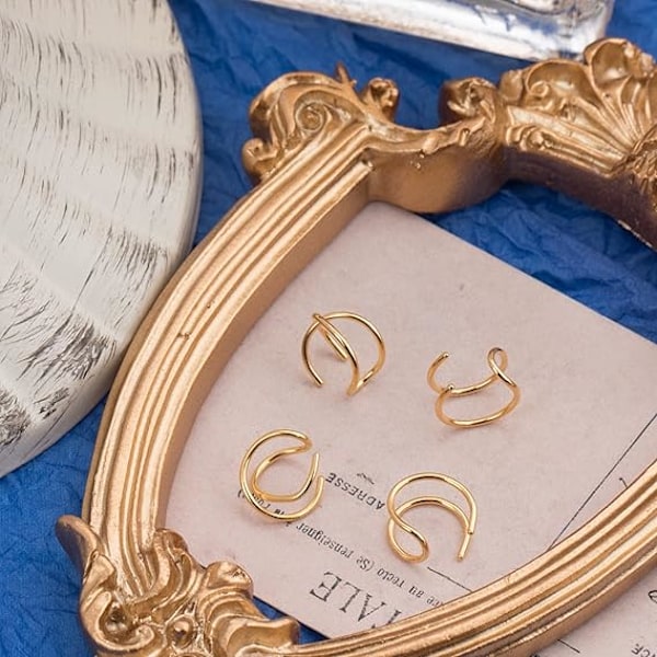 Falska Spiral S925 Öronmanschetter Brosk Örhängen Ogenomträngda, Enkla Cr