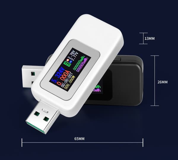 USB-C Strømspenningsmåler Digitalt Multimeter LCD USB Meter Vol