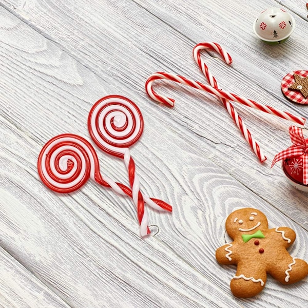 8 stj lollipop julgransprydnad godis sockerrör juldekoration