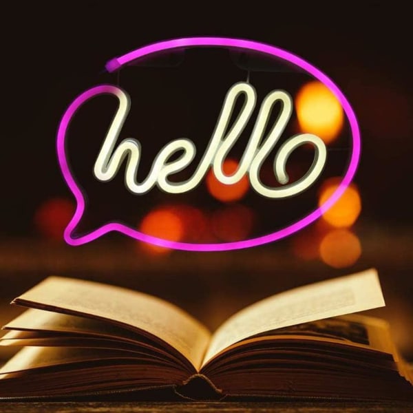 Neon skilt, Hello Neon Lights LED Neon Lights Soveværelse USB eller Batter