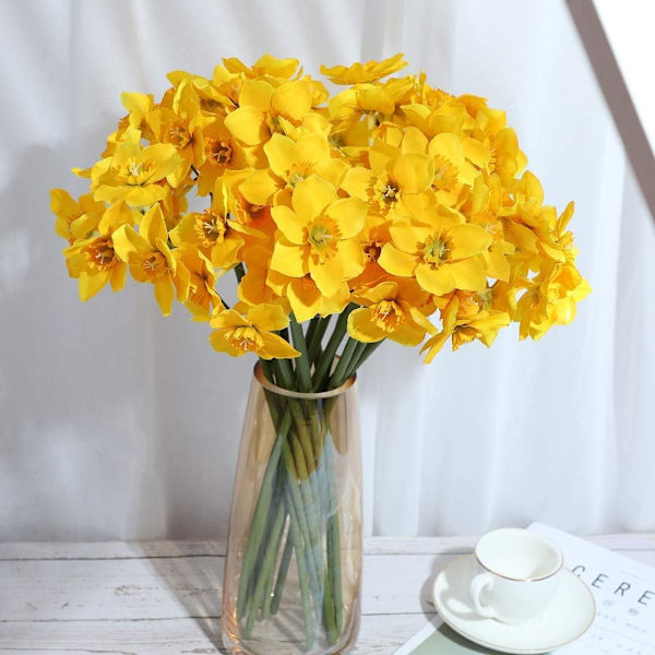 3 st konstgjorda påskliljor, siden falska narcissus blomma buq