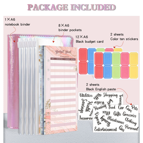 Lila 25-delars set, lösblad anteckningsbok med färgglatt PU-läder