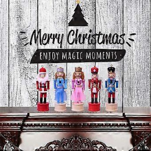 13cm Nötknäppare Ornament Set Trä Soldat Hänge Jul Hängande Dekorationer för Julgran Fest Heminredningstillbehör