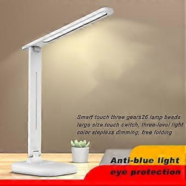 Touch LED Skrivbordslampa Sänglampa Studielampa Läslampa USB-Portar Dimbar (Plug-in modell)