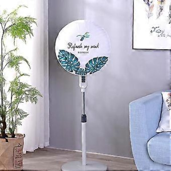 45 cm Joustava Suu Yksinkertainen Asennus Sähkötuulettimen Suojus Trooppiset Lehdet Painatus Pyöreä Tuulettimen Pölytiivis Suojus Kotitaloustarvikkeet (A)