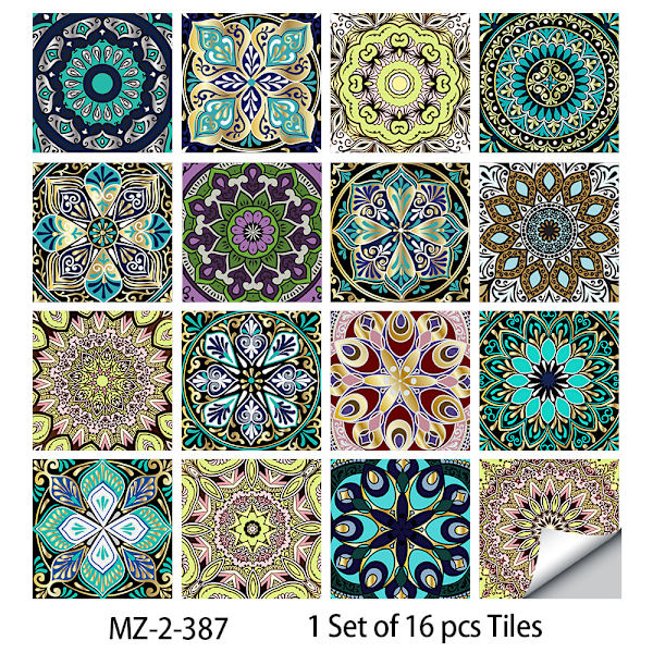 16 st självhäftande kakelplattor i mosaikdesign, 10 x 10 cm