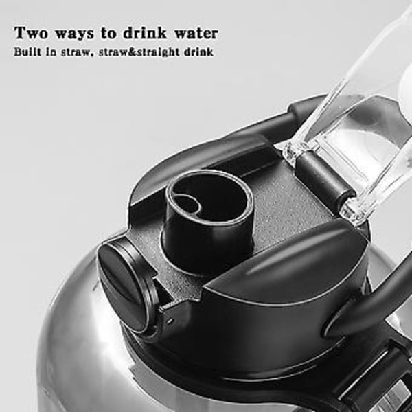1700ml/2500ml Stor Vattenflaska med Skala Mode Stor Sportflaska för Träningspass(1700Ml Svart)
