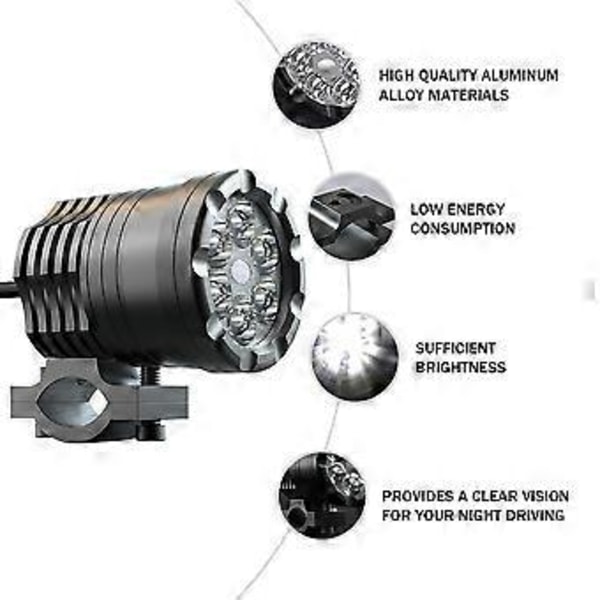 30W Motorcykel LED Arbetslampa Modifierat Ljus Motorcykel Körljus (Svart)