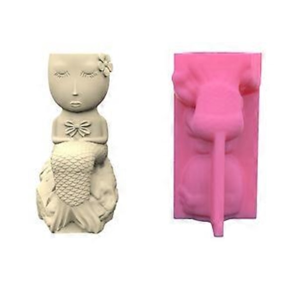 Søde Havfruer Pen Holder Blomsterpotte Silikoneforme Epoxy Resin Form DIY Sukkulent Plantekasse Form til DIY Resin Dekorationer (2)