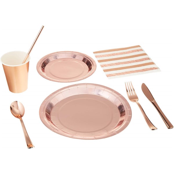 94 engångsbestick set roséguld ballong födelsedagsbord C