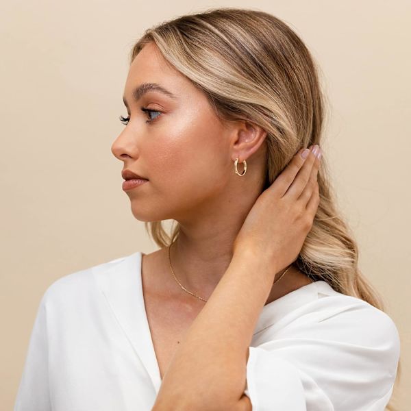 Forgyldte 925 Sterling Sølv Ørestikker Letvægts Hoops | 20mm - 3
