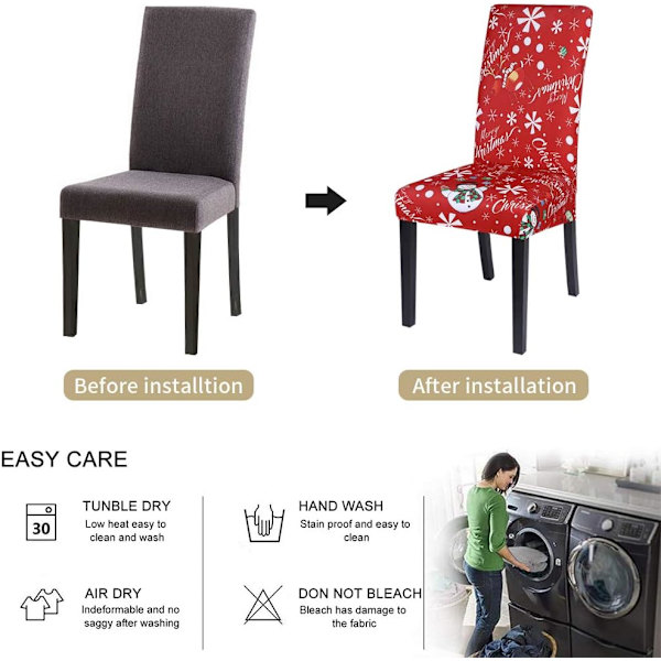 Jouluvenyttelytuolinpäällyssetti 4 kpl - Moderni Elastinen Tuolinpäällys