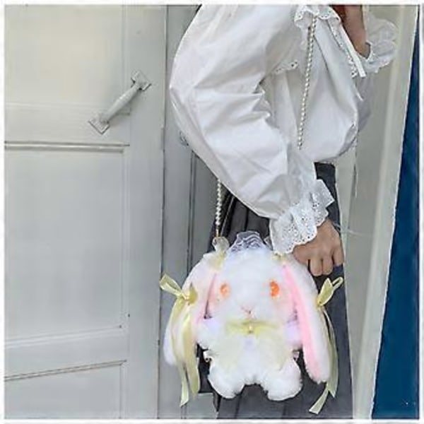 Lolita Kanin Plysch Axelväska för Flickor, Japansk JK Stil, Söt Kanindocka Messenger Väska (kedjebälte Lila)