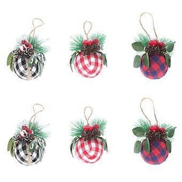 6 st Julkrubba Dekor Julbär Hängande Bollar Kottar Ornament Julgransprydnader Julklappsetiketter