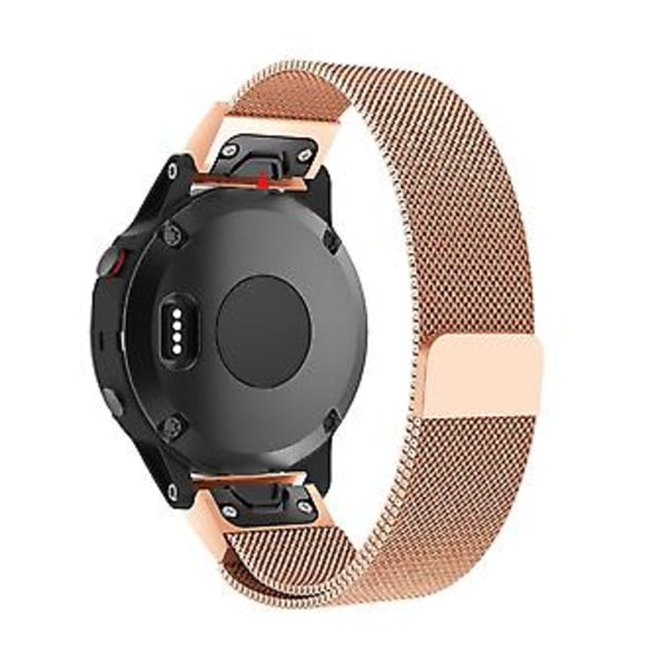Metallklokkearmbånd i rustfritt stål for Garmin Fenix 5X (roségull)