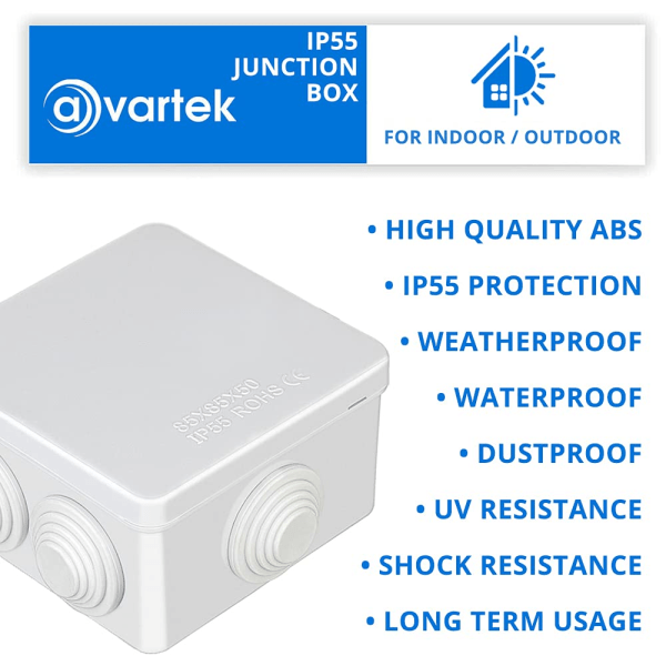 2x IP55 vedenpitävä liitäntälaatikko, IP55 pöly- ja vedenpitävä El