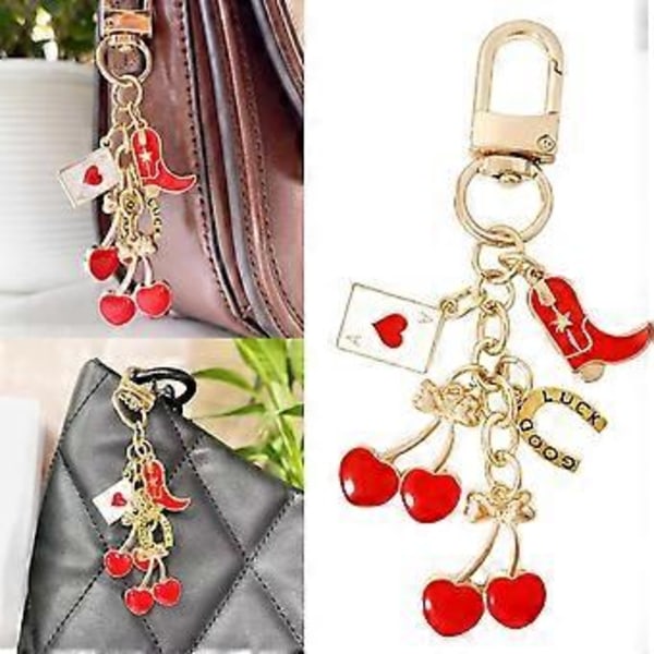 Moderigtig Kirsebær Taske Charm Chic Kirsebær Sløjfe Taske Charm Nøglering Ornament Til Stilfulde Kvinders Tilbehør (Style 2)
