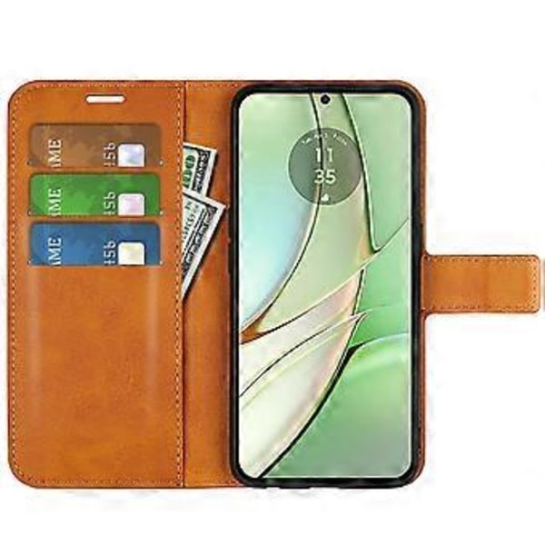 Plånboksfodral i PU-läder med kalvskinnsstruktur för Motorola Edge 40 5G, stativ, telefonfodral (Stil A)