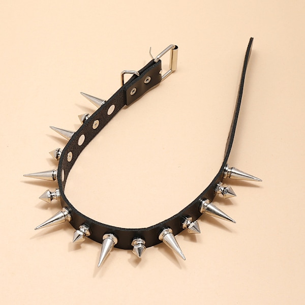 Kvinnor Män Cool Punk Choker Hjärta Forma Biker Läder Spikad Chok