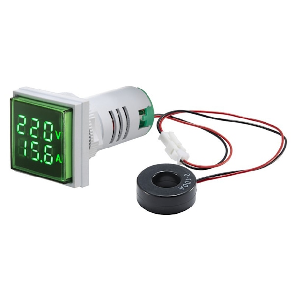 (Grønn) Mini Square Digital Volt-Ammeter Voltammeter Ammeter Volt