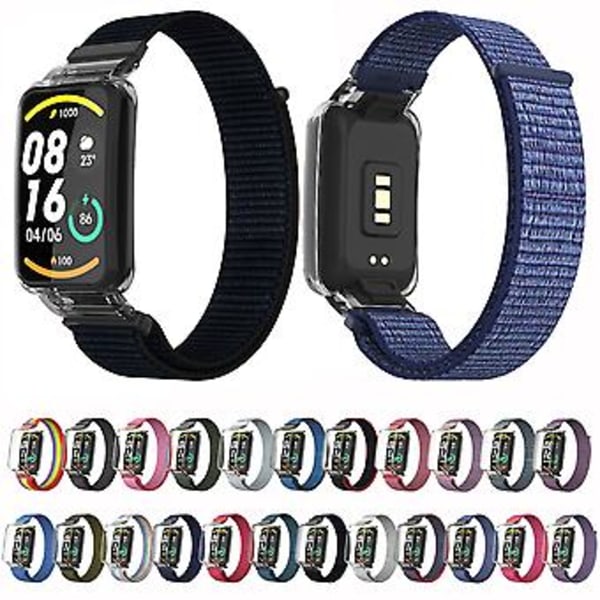 PC-etui + Nylon Loop-rem til Xiaomi Mi Band 7 Pro (Blå)