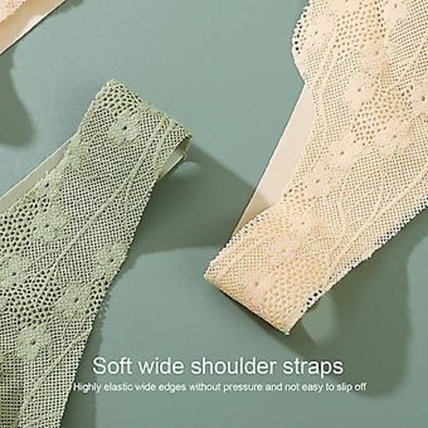 Bralette med spenne foran - Trådløs blonde-BH for kvinner, U-formet rygg, pustende blondebralette, stor blonde-BH for kvinner (XL hudfarget)