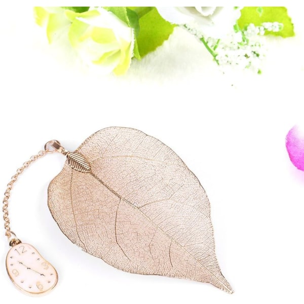 1 stk. (ur) Delikat gyldent blad metalbogmærke ultratyndt Crea