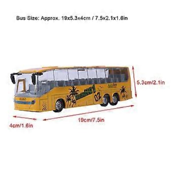 1:50 Simuleringsmodell av stadsbuss, leksak i legering med dragfunktion, ljus och musik för barn (Gul)