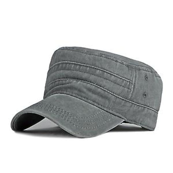Militær Army Cap Unisex Canvas Basecap Kasket Vandring Sport Justerbar (Grå)