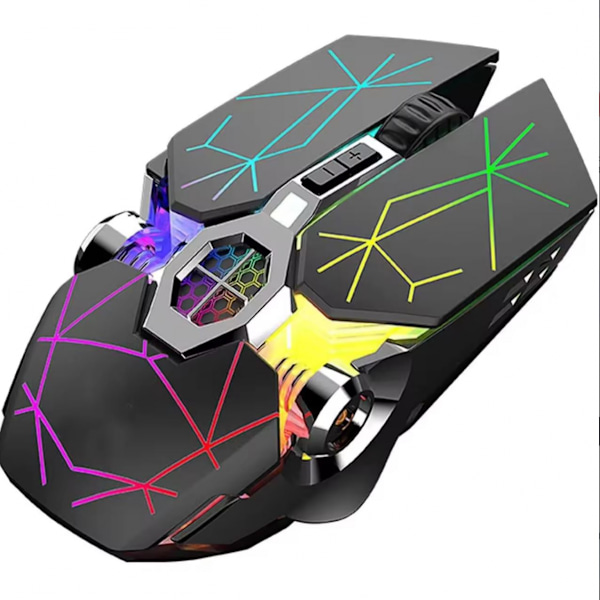 Trådlös spelmus med tyst LED-bakgrundsbelysning 2400DPI optisk ergonomisk mus USB uppladdningsbar för