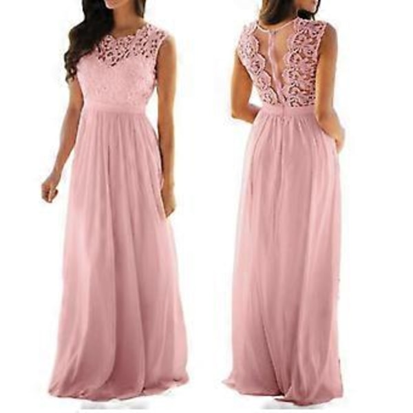Stort prisfald Ny dame Blonde Elegant Bryllups Aftenkjole, Lang afslappet blondekjole, Brudepigekjoler, S-XXL (S Lilla)