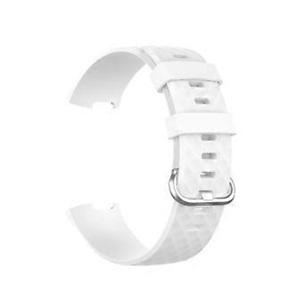Myk Smart Klokkereim Sport Armbånd Erstatning for Fitbit-Charge 3/4 (L Hvit)