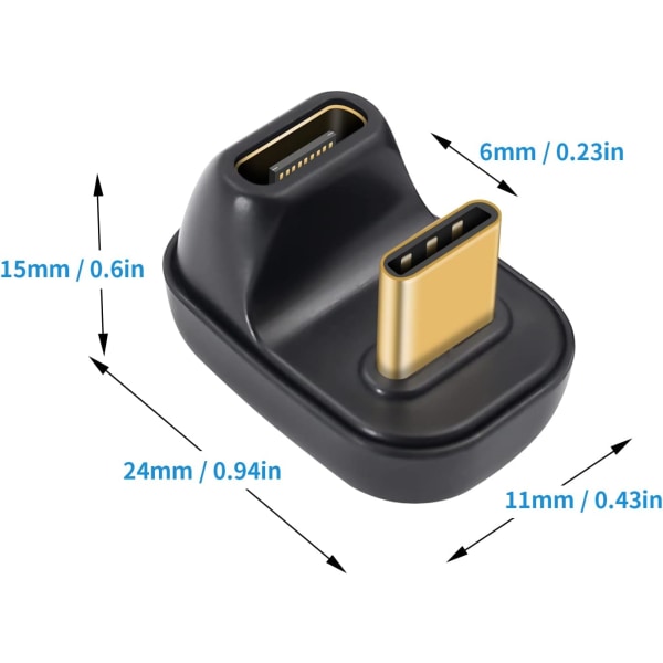 2-pak 40 Gbps USB C-adapter, USB C han-til-hun-forlængeradapter understøtter