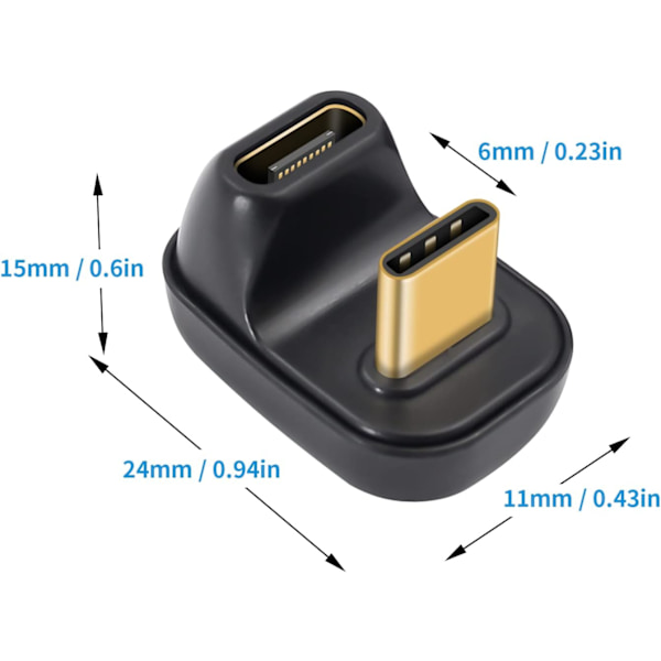2-pakkaus 40 Gbps:n USB-C-sovitin, USB-C-uros naarasjatkoliitin tukee