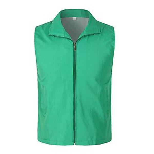 Veste uten ermer med revers, lommer, glidelås og nettingfôr - Utendørsvest for frivillige, lys farge, smal passform, arbeidsvest (M gressgrønn)