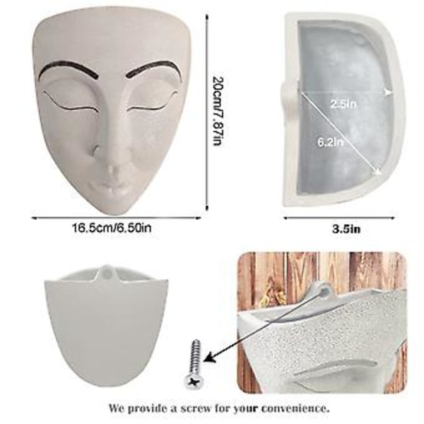 Hot salg! Blomsterpotter Statuer Hode Ansiktsplanter Unik Kreativitet For Planter Blomster Hageutstyr (Svart)