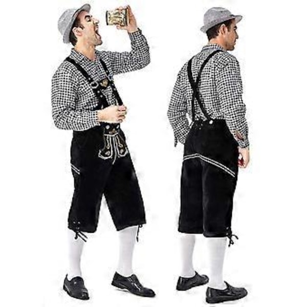 Oktoberfest og Ølfestival Herre Bayersk Oktoberfest Kostumesæt (2XL Sort)