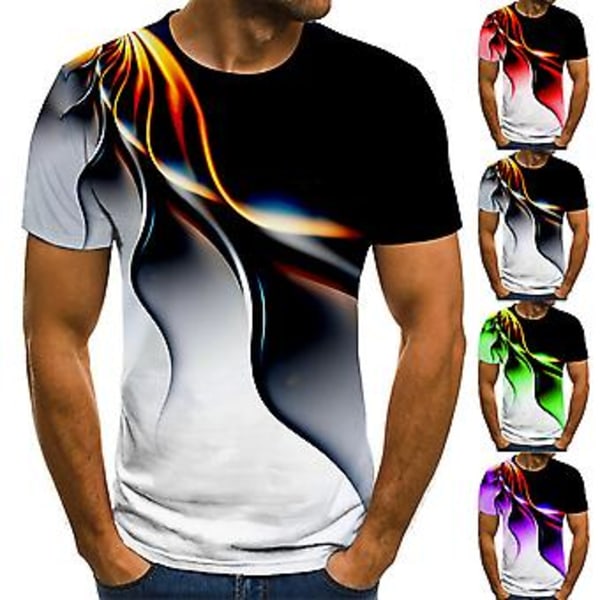 Fianao Mænds T-shirt med Ørnprint Kontrastfarve O-hals Fritid Sommer Top til Daglig Brug (M Sort)