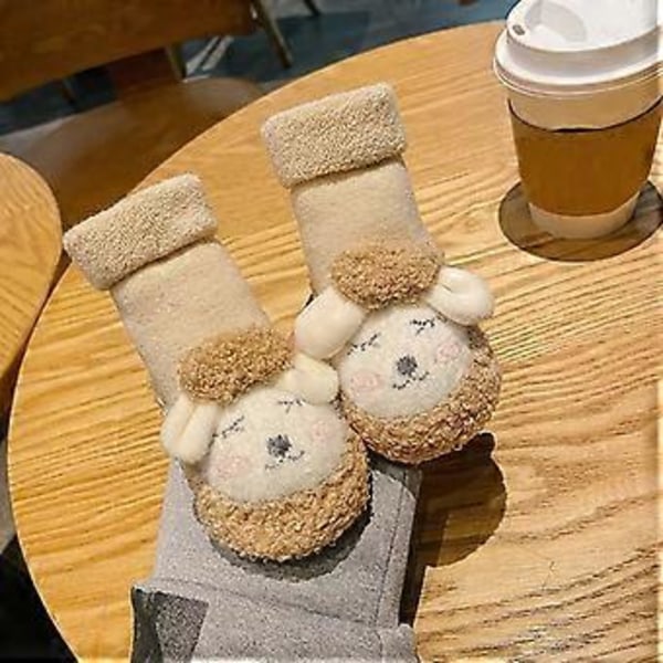 Strumpor Småbarn Ballerinaskor Nyfödd Spädbarn Baby Pojke Flickor Småbarn Plysch 1 Par Mjuka Halkfria Inomhus Djur Toffelskor Nya (M gul)