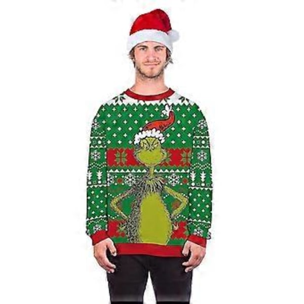 Langærmet Grinch pullover juletrøje til mænd og kvinder