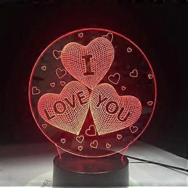 3D Nattlampa, 7 Färger LED Plug-in Kreativ Dröm Romantisk Sovrum Sängbord Lampa Matning
